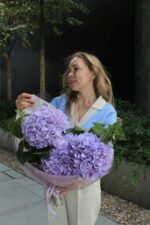 3 сиреневых гортензий с малиной